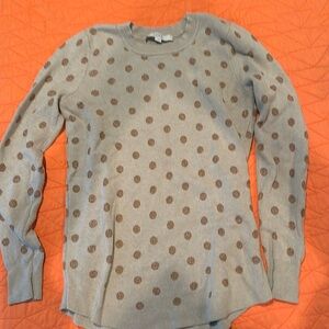 Beige sweater with bronze polka dots. So cute!